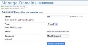 setting cname record on dreamhost